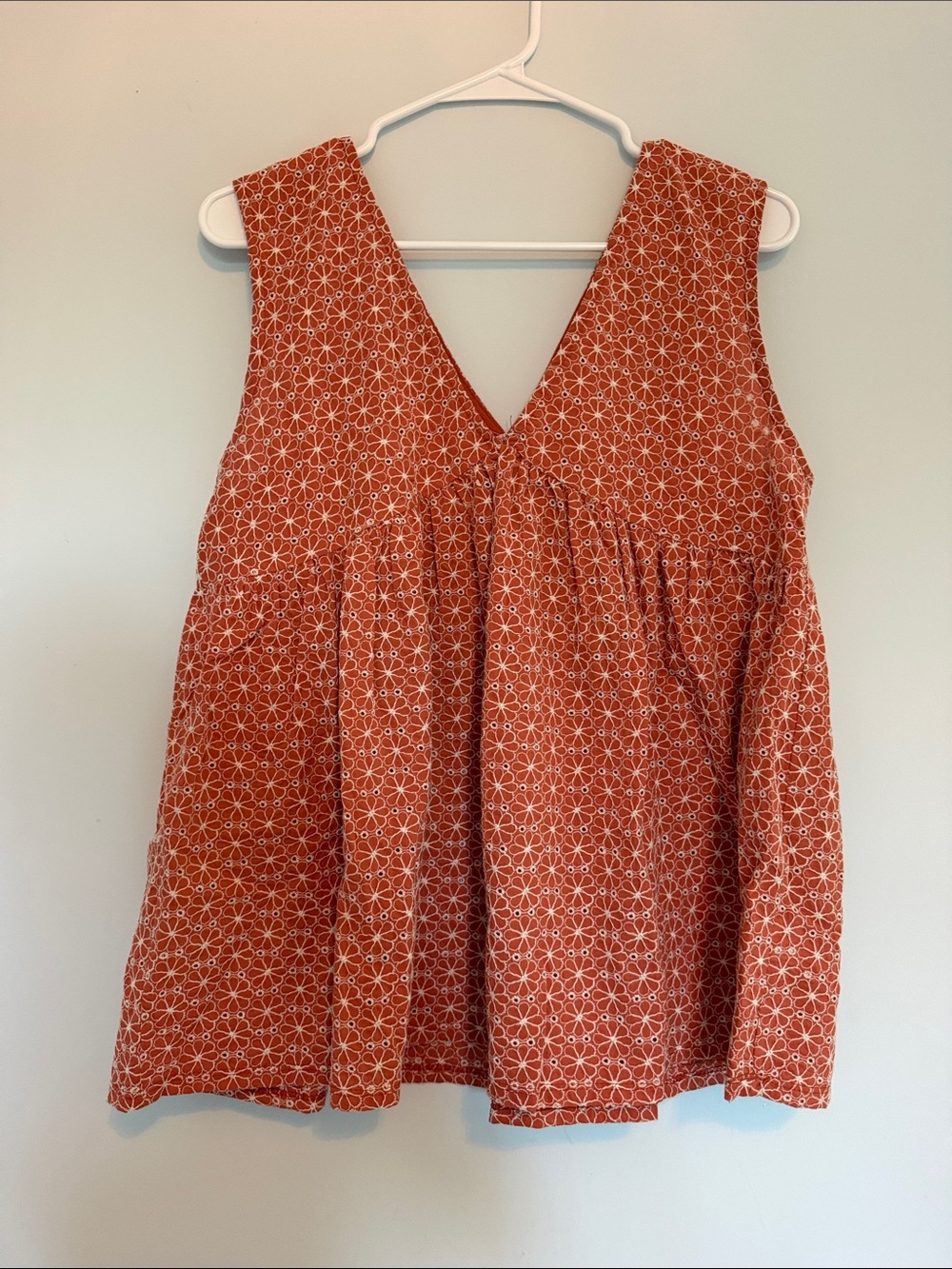 Women's Floral Orange V-Neck Sleeveless Cotton Tank Top